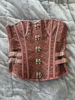 Brown Steampunk Corset with Brass Closures